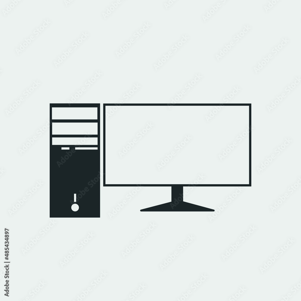 Cpu and monitor vector icon illustration sign Cpu and monitor vector icon illustration sign