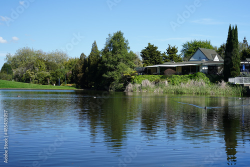 Fototapeta Naklejka Na Ścianę i Meble -  Turtle Lake within Hamilton Gardens, New Zealand