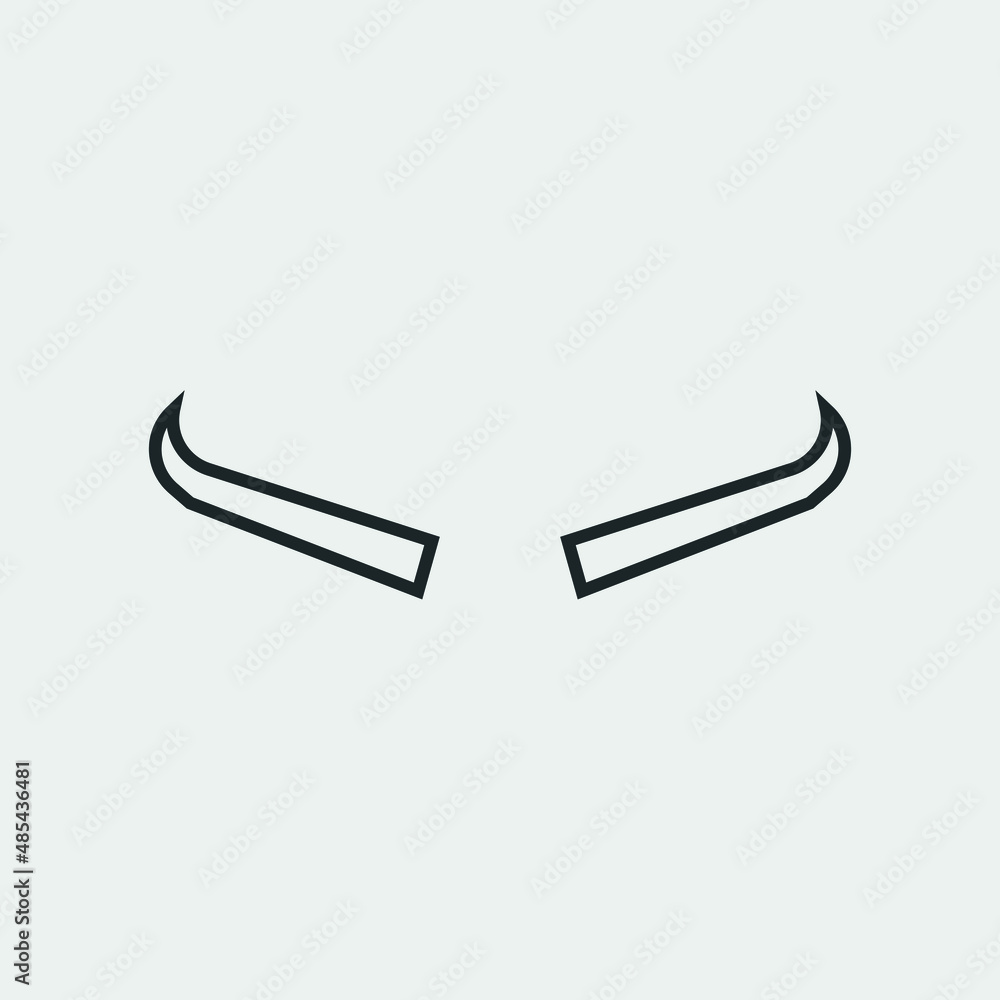 Fototapeta premium Buffalo horns vector icon solid grey