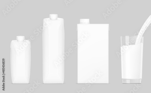 Set of packaging mockups for milk,  juice and etc. Vector illustration,  perfect for final pack shot. EPS10.