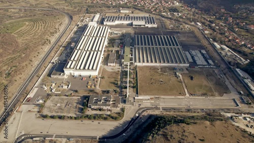 TRIE, ITALY - Jan 23, 2022: A drone footage of the Wartsila ship engine-building factory photo