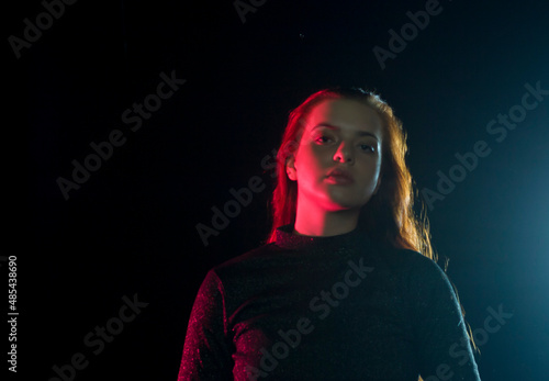 portrait of a woman in red beauty model fashion studio  style reed hair lifestyle glamour cute face © Elen Zemskovich