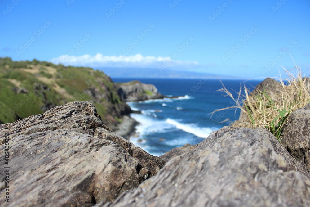 Island cliffs and ocean