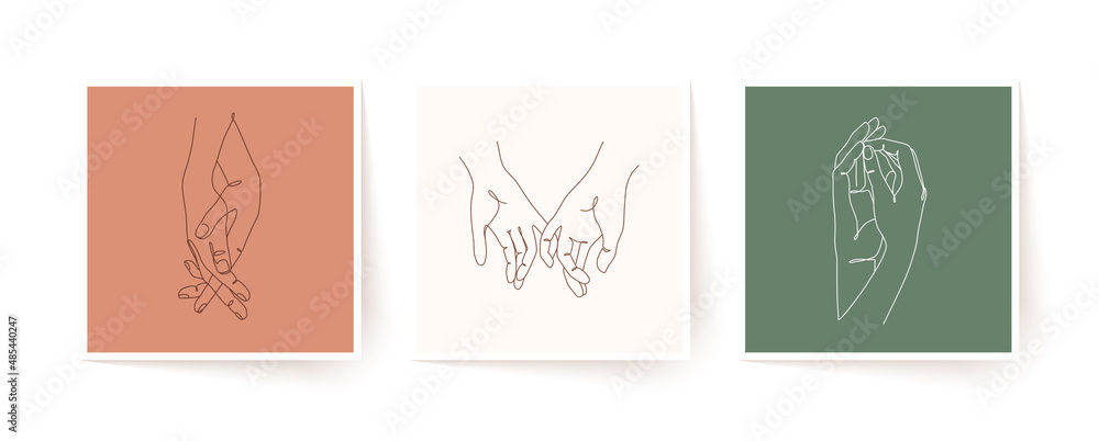 Set of one line holding hands. Valentine's day vector illustration. Set of one line holding hands. Valentine's day vector illustration.
