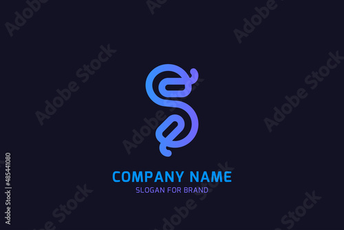 Original letter S for creative logo design. Vector sign for a company logotype on a dark background. Flat illustration EPS10.