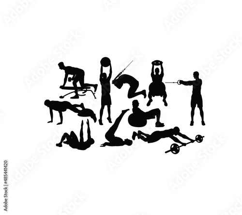 Sport Fitness and Gym Silhouettes, art vector design