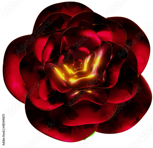 4K 3D Rose Blume Blüte Valentinstag metallik