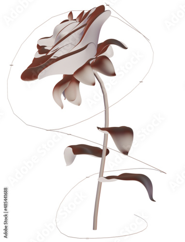 4K 3D Rose Blume Pflanze Metall