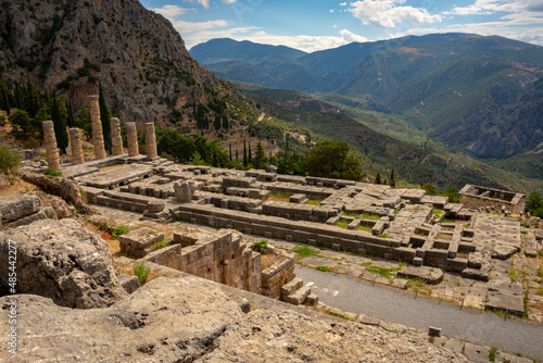 Temple of Apollo at Delphi, an archaeological site in Greece, on Mount Parnassus. UNESCO World Heritage.