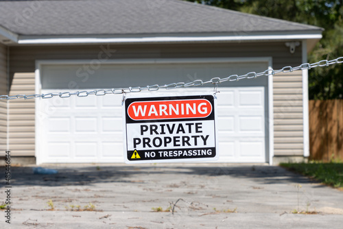 Private property no trespassing sign house