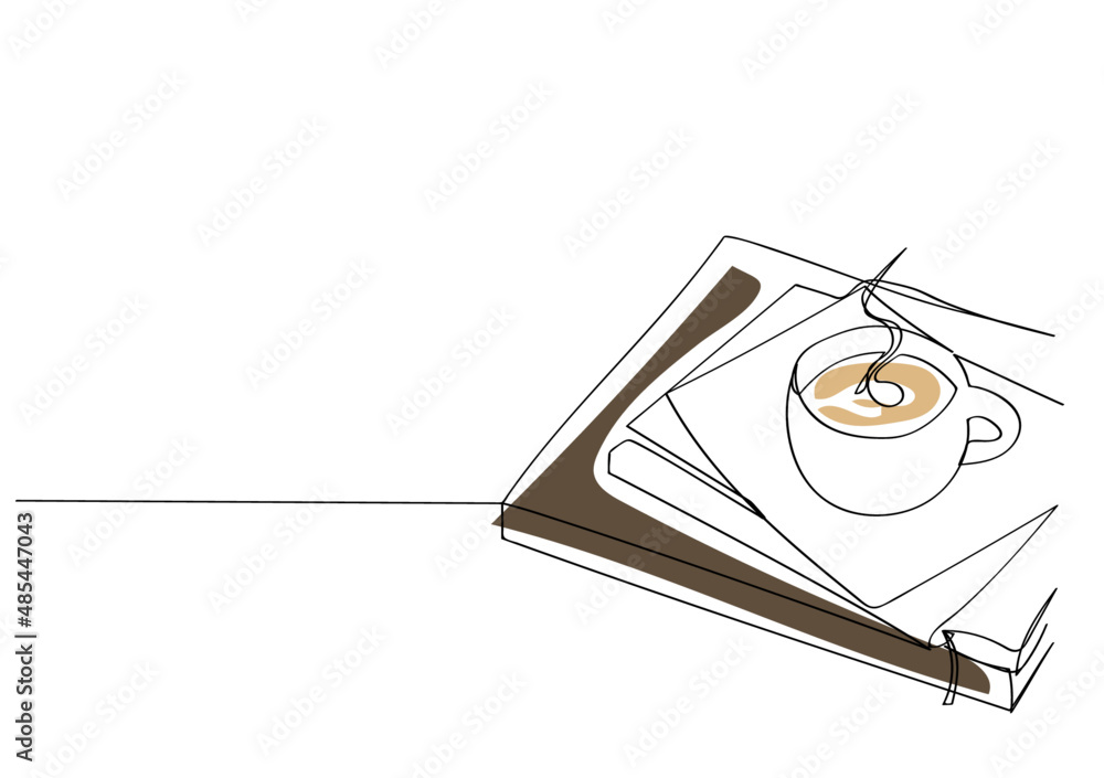 line art or One Line Drawing of coffee. and Coffee cup shop concept. minimalist, line art or One Line Drawing of coffee. and Coffee cup shop concept. minimalist,