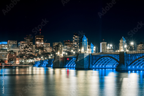 Boston at night from Longfellow bridge