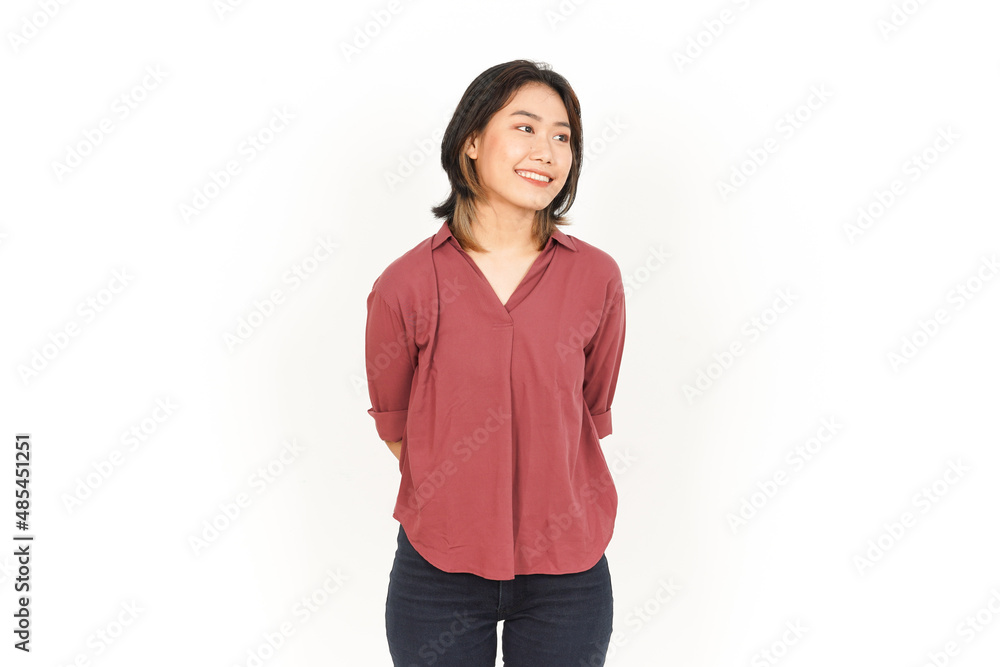 Smile and Looking Side Of Beautiful Asian Woman Isolated On White Background Smile and Looking Side Of Beautiful Asian Woman Isolated On White Background