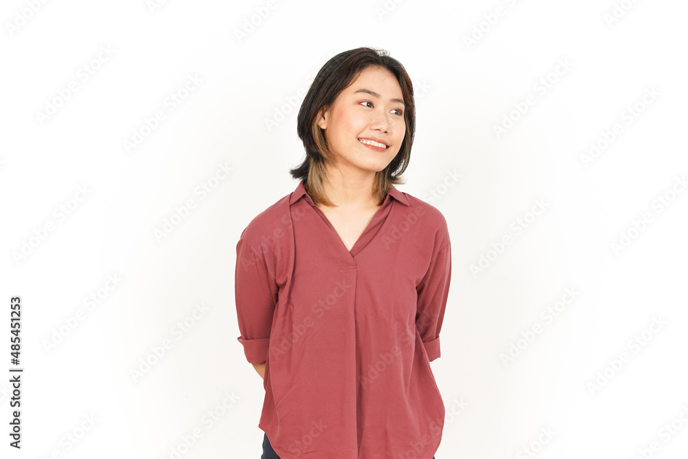 Smile and Looking Side Of Beautiful Asian Woman Isolated On White Background Smile and Looking Side Of Beautiful Asian Woman Isolated On White Background
