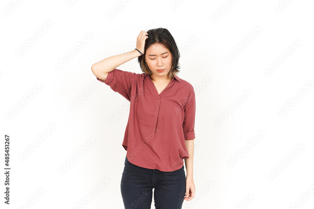 Suffering Headache Gesture Of Beautiful Asian Woman Isolated On White Background Suffering Headache Gesture Of Beautiful Asian Woman Isolated On White Background