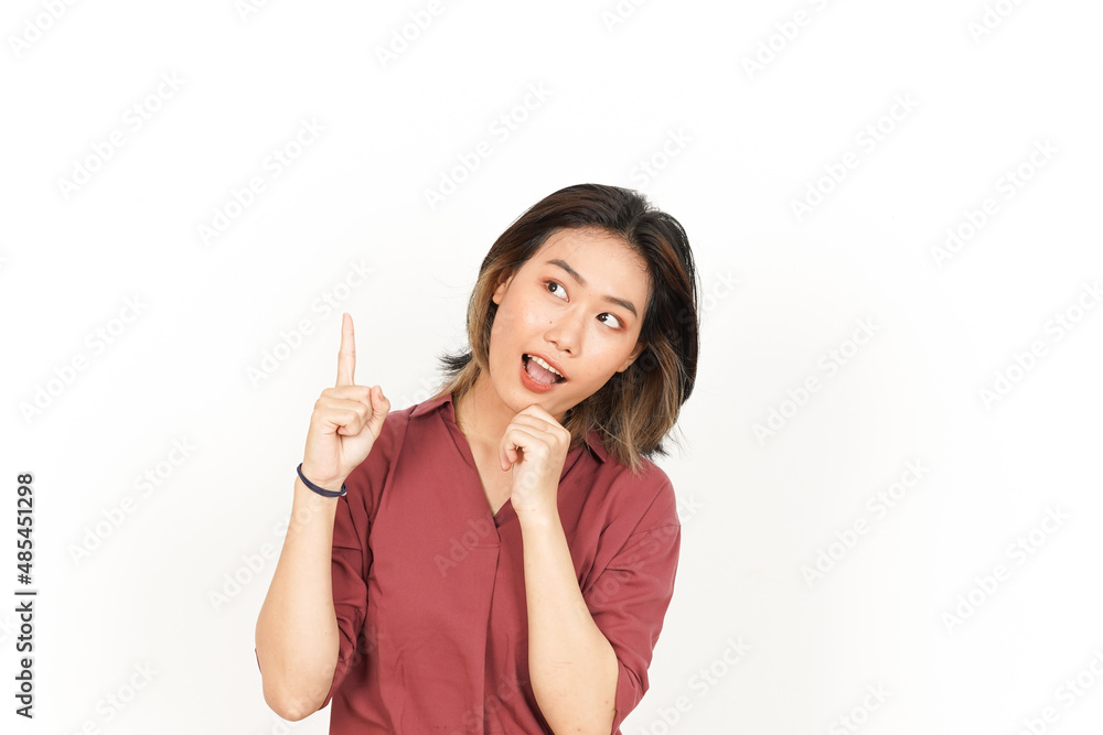 Thinking and Curious Of Beautiful Asian Woman Isolated On White Background Thinking and Curious Of Beautiful Asian Woman Isolated On White Background