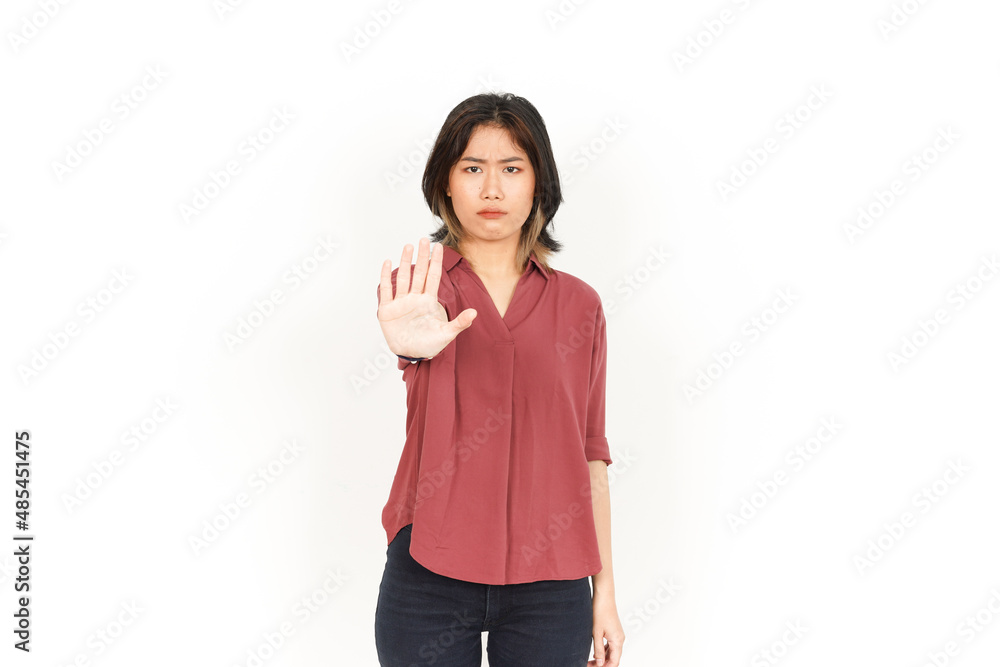 Rejection Hand Gesture Of Beautiful Asian Woman Isolated On White Background Rejection Hand Gesture Of Beautiful Asian Woman Isolated On White Background