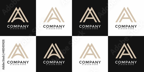 Creative monogram initials A A logo design template.