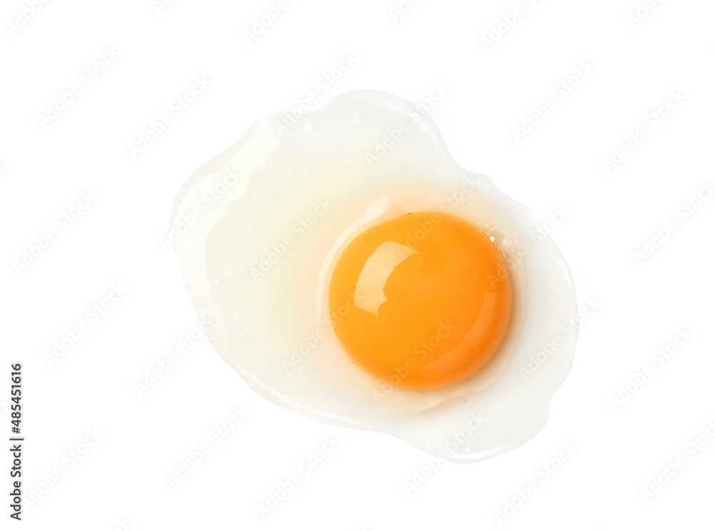 Flat lay of egg yolk on white background. - obrazy, fototapety, plakaty 