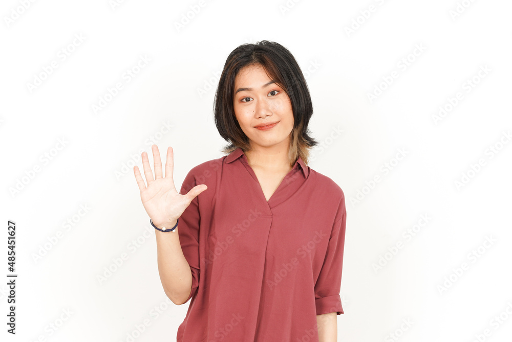 Hi Greetings Gesture Of Beautiful Asian Woman Isolated On White Background Hi Greetings Gesture Of Beautiful Asian Woman Isolated On White Background