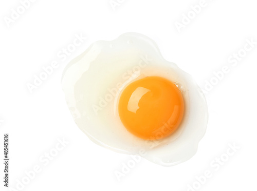 Flat lay of egg yolk on white background. photo