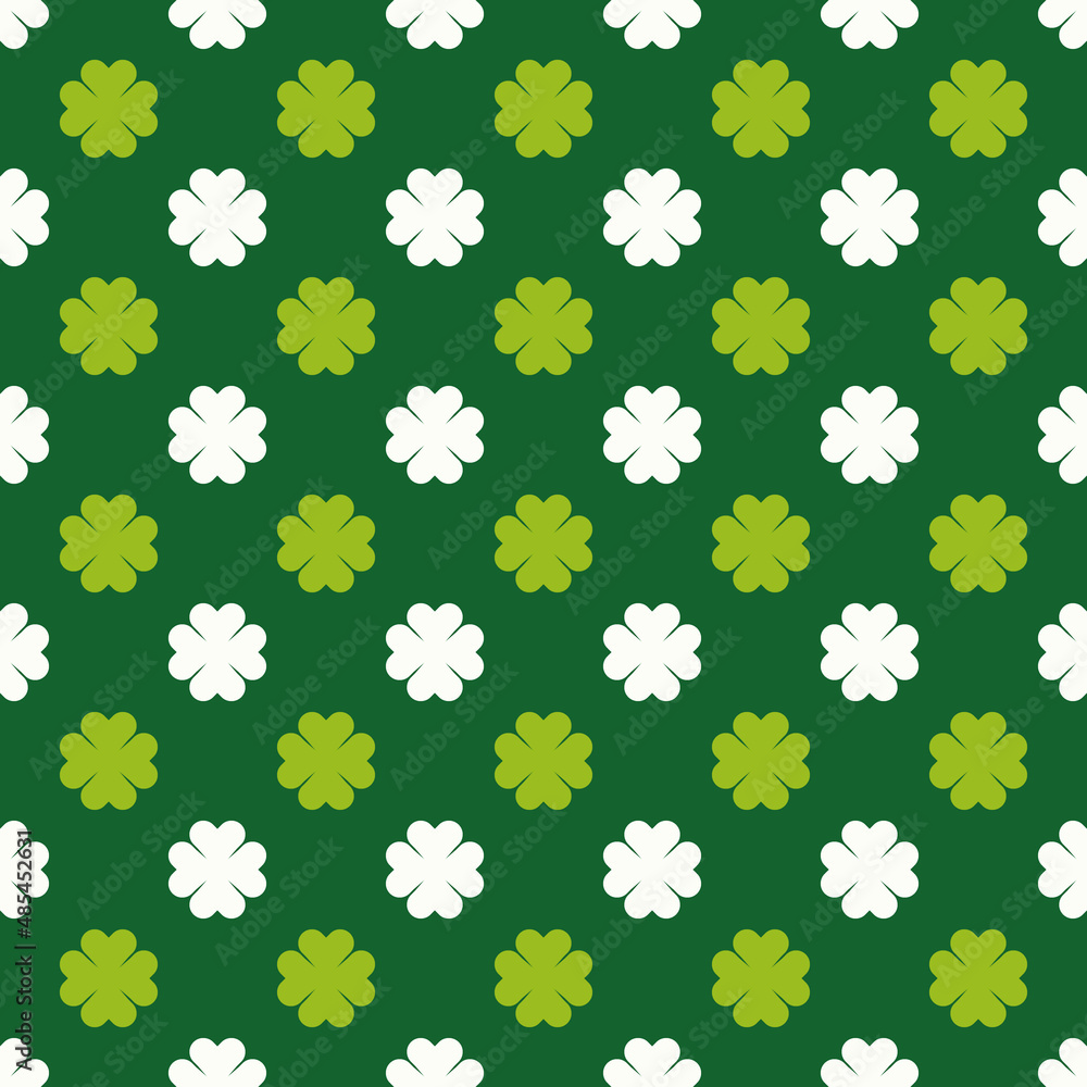 dark and light green clovers, st. patrick's day or spring vector seamless pattern