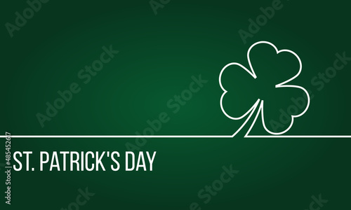 white outline clover leaf on green gradient background, st. patrick's day card or social media post vector template