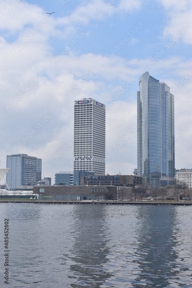 Milwaukee WI, USA skyline Viewed for the Waterfront 