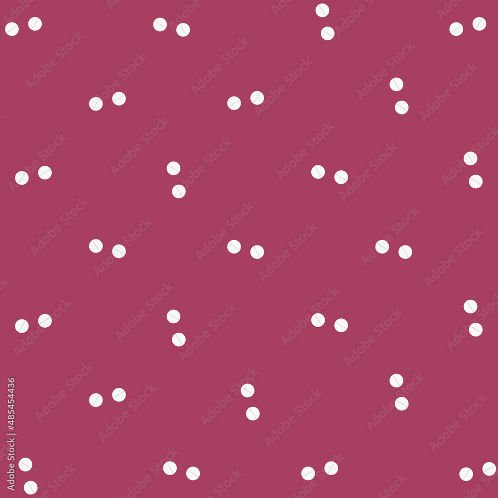 Colorful pattern of white pills on red background. Seamless pattern with tablets. Medical, pharmacy and healthcare concept Colorful pattern of white pills on red background. Seamless pattern with tablets. Medical, pharmacy and healthcare concept