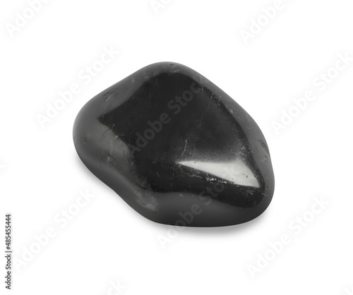 Black spa stone isolated on white, top view