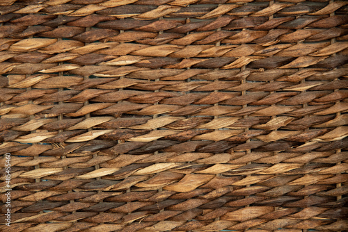 Close-Up of Natural Woven Rattan Texture – Rustic Basket Weave Background