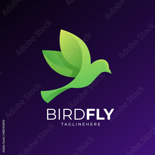 Bird fly colorful logo concept