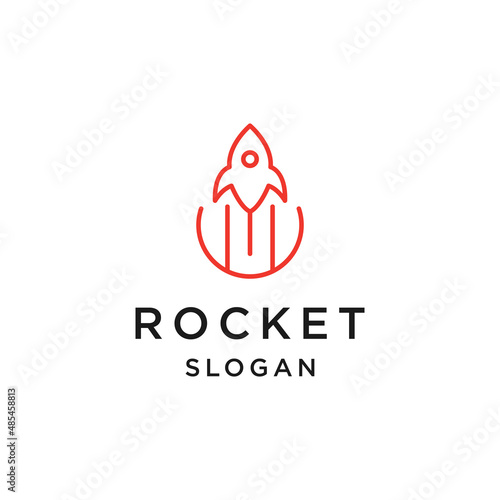 Rocket Logo. Simple Rocket Line Icon isolated on Grey Background. Usable for Business and Technology Logos.