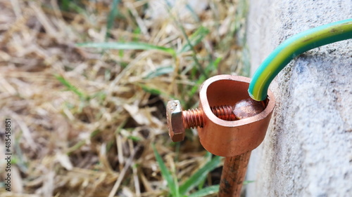 Konstfotografi Close-up of copper electrical grounding rods