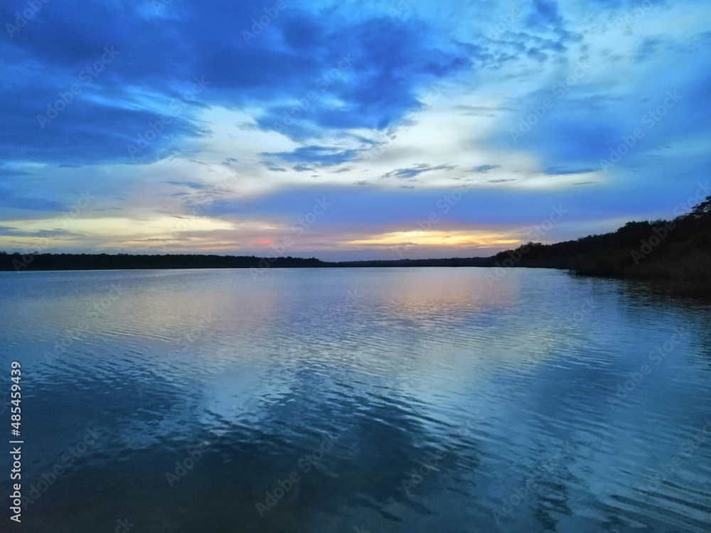 Blue sunset at the lake