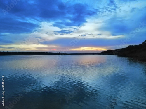 Blue sunset at the lake