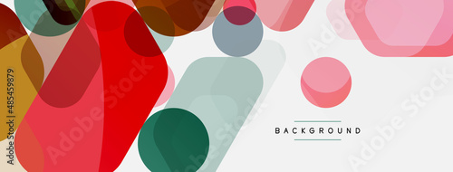 Color bubbles and rounded geometric shapes on white. Vector geometric minimal abstract background for wallpaper, banner, background, landing page