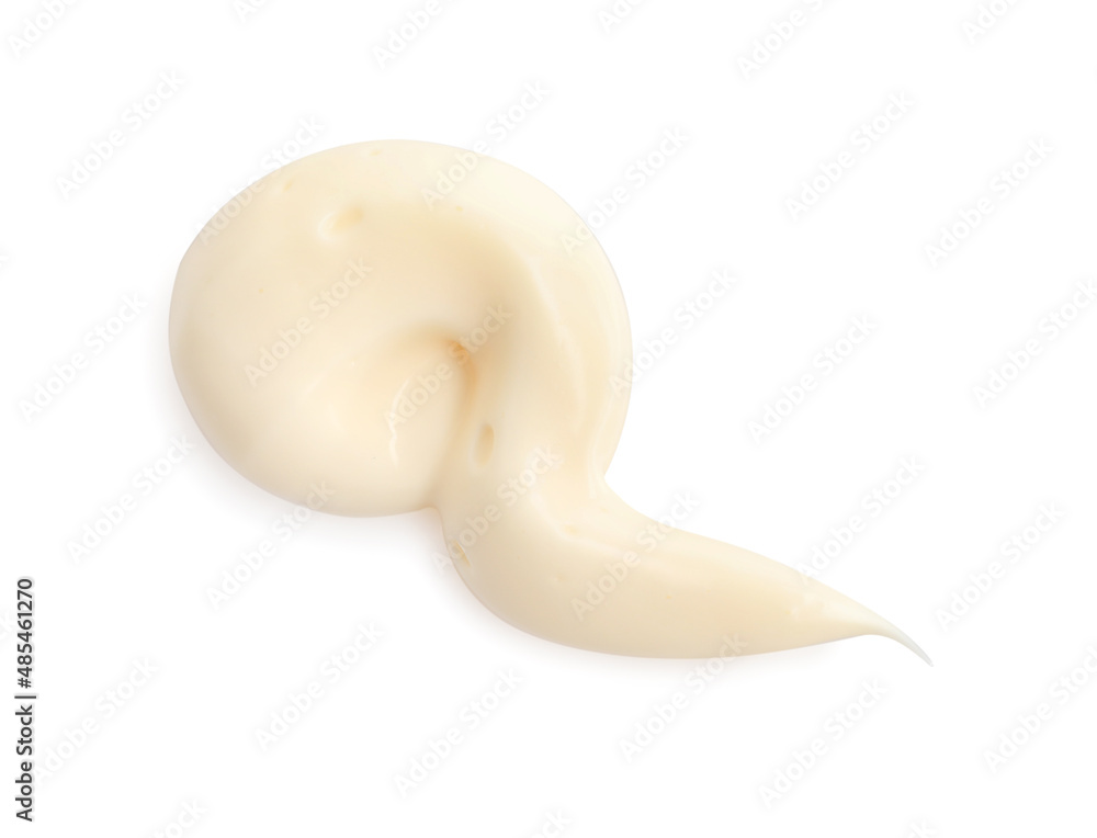 Fototapeta premium Tasty mayonnaise isolated on white, top view