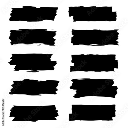 collection of brush strokes isolated on white background. black grunge textured elements