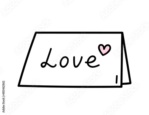 Cute love confession card isolated on white background. Vector hand-drawn illustration in doodle style. Perfect for Valentine's Day designs, cards, invitations, decorations.