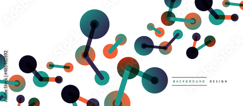 Abstract background. Round dots connected by lines. Trendy techno business template for wallpaper, banner, background or landing