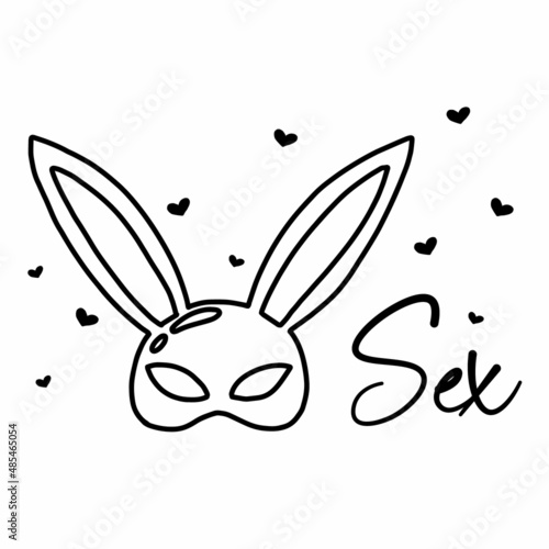 Vector illustration of mask. Poster for sex shop. Toys for adults. Doodle style. Sex toys.
