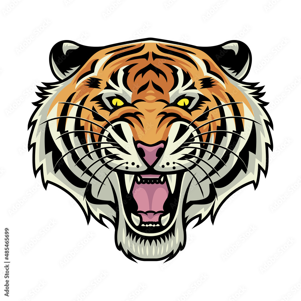 Fototapeta premium Tiger roar vector illustration premium vector