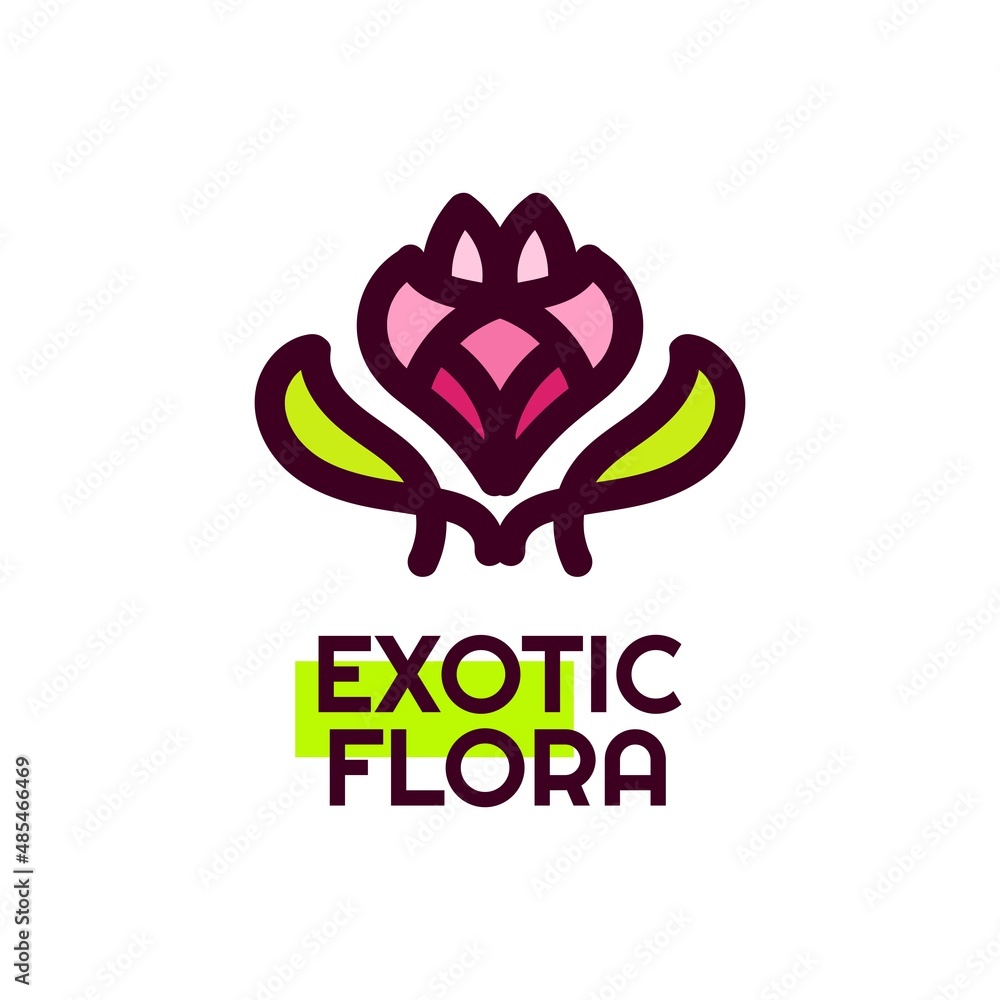 exotic flora flower nature logo concept design illustration