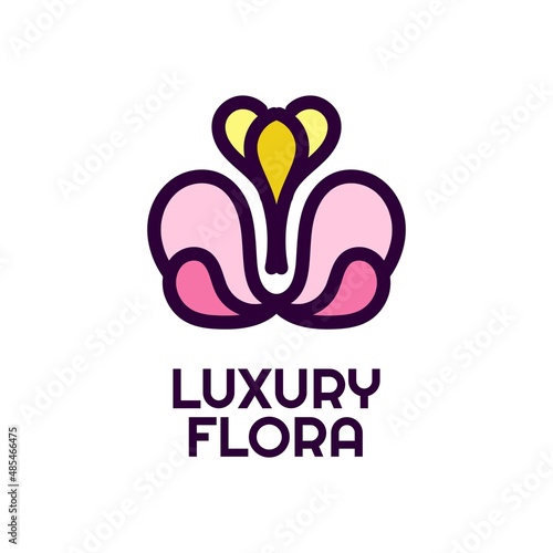 luxury flora flower nature logo concept design illustration