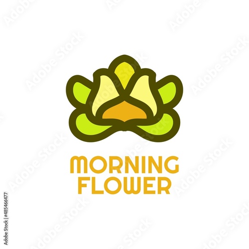 morning yellow flower nature logo concept design illustration