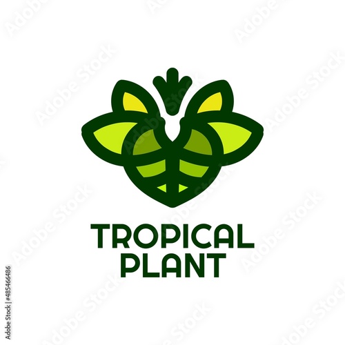 tropical plant leaf nature logo concept design illustration
