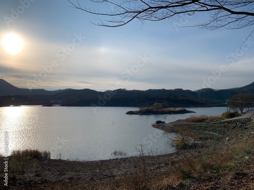 전라북도 임실군 옥정호 풍경, 한국, 호수, 강, 산, 캠핑 / Okjeongho Lake scenery in Imsil-gun, Jeollabuk-do, Korea, lake, river, mountain, camping photo