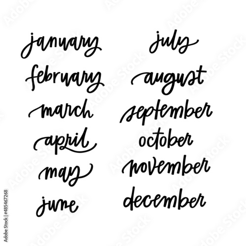 months, calendar, diary, schedule, planner, dates, , year, lettering, hand lettering, calligraphy, typography, handwriting, script, font, vector, cursive