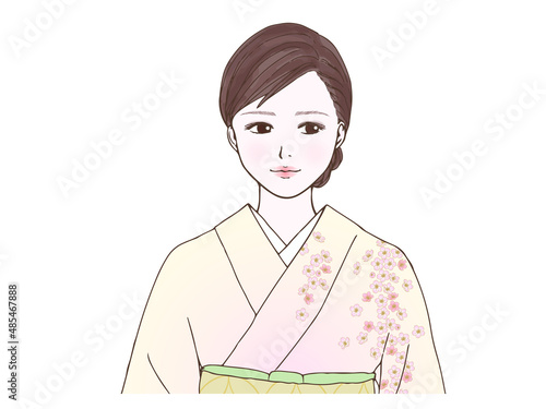 着物の女性_春_横目